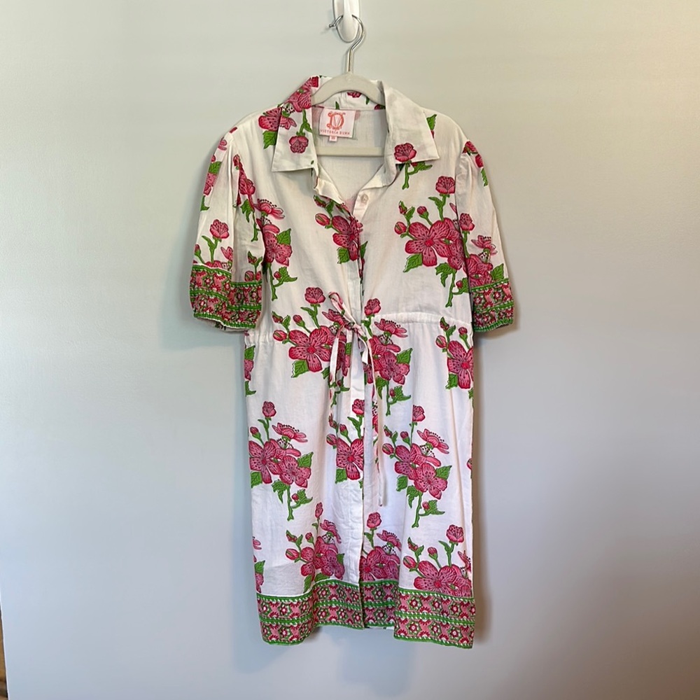 Victoria Dunn Floral Pink and Green Dress